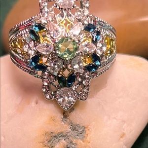 1004-RMT A Beautiful Vintage Antique Style Multi Color Open Coctail Ring